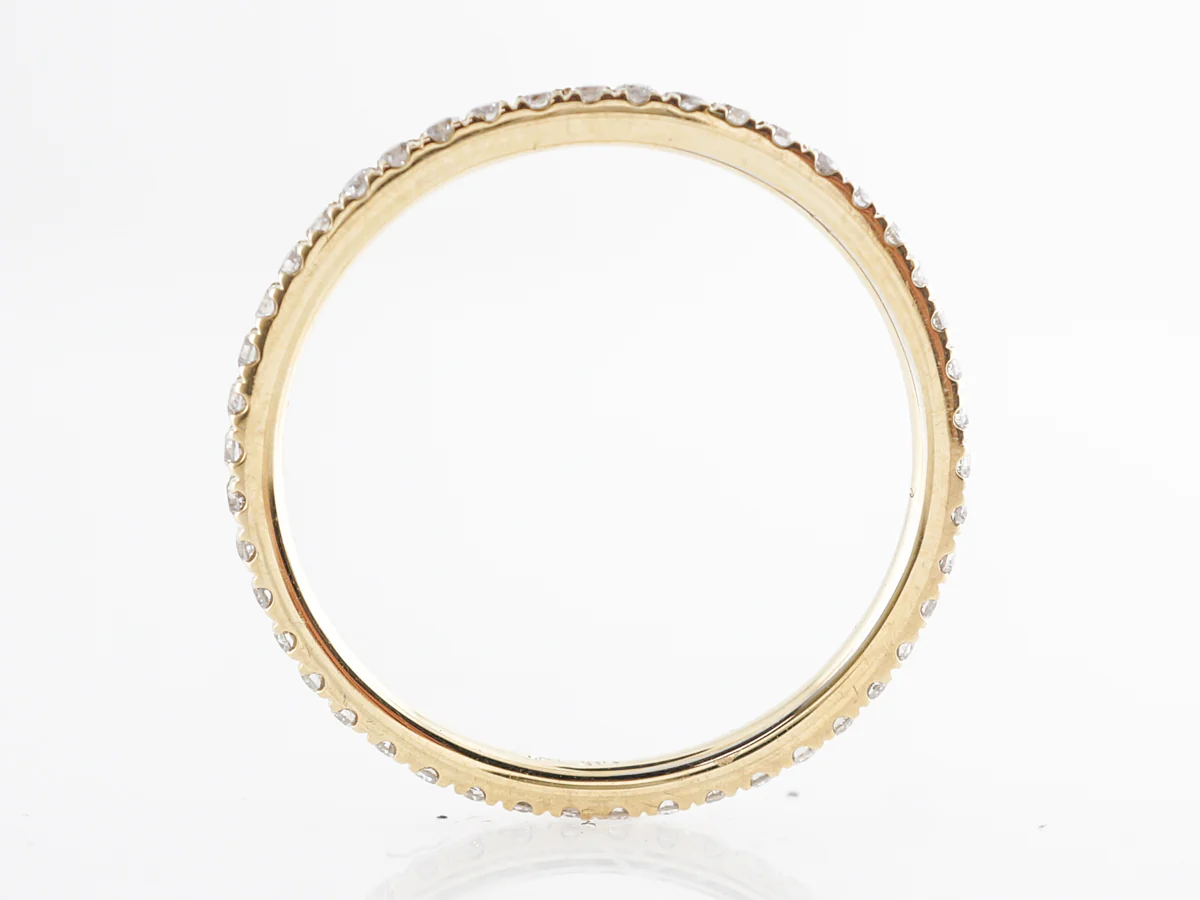 Yellow Thin Gold Wedding Band w/ Diamonds 14k - Image 3